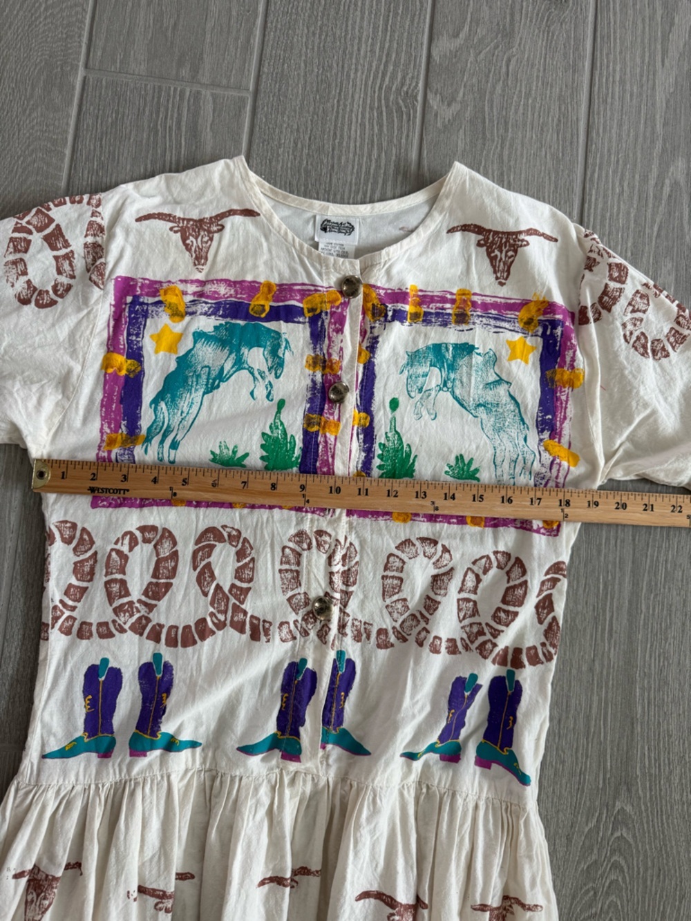 PORTABLE ART by ROBIN BROWN Handpainted OOAK Western Rodeo Country Dress VGUC - Picture 7 of 10